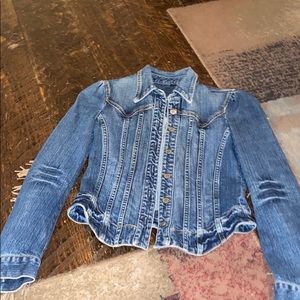 Denim jacket with fringe